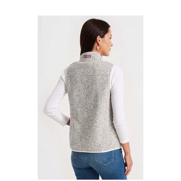 Vineyard Vines Sweater Fleece Zip-Up Vest in Heather Grey Size XS - Picture 3 of 7